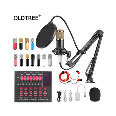 China Kareoke V8Plus Sound Card Set Professional Bm800 Condenser Microphone For Webcast Live Recording for sale