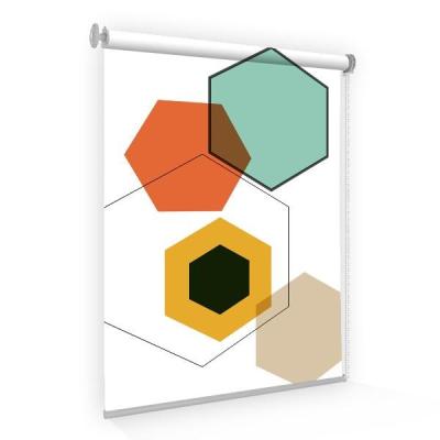 China O teste padrão 3D da geometria imprimiu cortinas de rolo, material cego do rolo do escurecimento da veneziana à venda