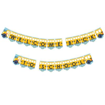 China New School Banner Day Glitter Paper Welcome To First Of School Backdrop Banner Welcome Back To School Party Decorations Supplies for sale