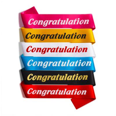 China Wholesale Satin Satin Congratulation Promotion Graduation Celebration Sash Graduation Party Decorations For College for sale