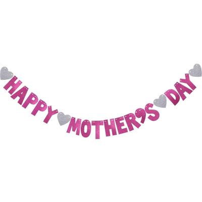 China Festival 2022 Wholesale Glitter Mother's Day Banner Happy Mothers Day Decoration for sale