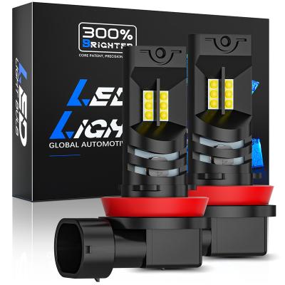 China Aluminum+PC LIGHTOWL H11 LED 9006 H10 4300K 6500K 8000K 12 Headlight Bulb ah12SMD 2525 LED Chip H8/H9/H11 9005 for sale