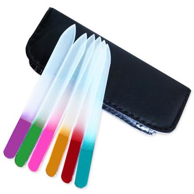 China Eco-friendly Nail File Polishing Stick Leather Case Style 6 Pieces Set Grinder Creative Home Nail File Glass File Nail Set for sale