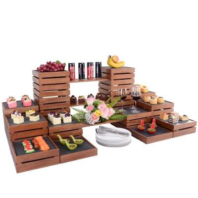 China Glass/ceramic pastry table fruit dish display stand bread wood coffee break props solid dessert Chinese Table hotel wedding restaurant for sale