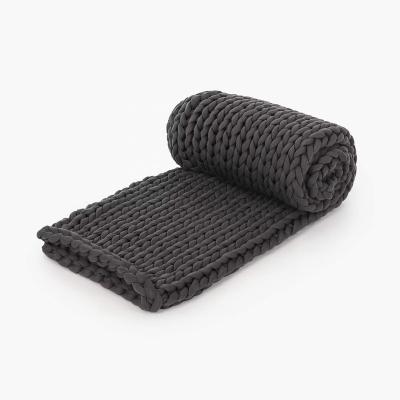 China New Design Good Quality Cotton Yarn Super Cozy Throw Chunky Knit Weighted Blanket for sale