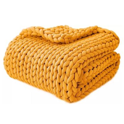 China ISS Weighted Warm Handmade Woven Tube DIY Throw Chunky Knitted Weighted Blanket For Sensory Home Decor for sale