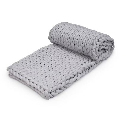 China Fast Delivery Weighted 12Lbs/15Lbs Chunky Knitted Throw Weighted Breathable Sensory Blanket Handcrafted for sale