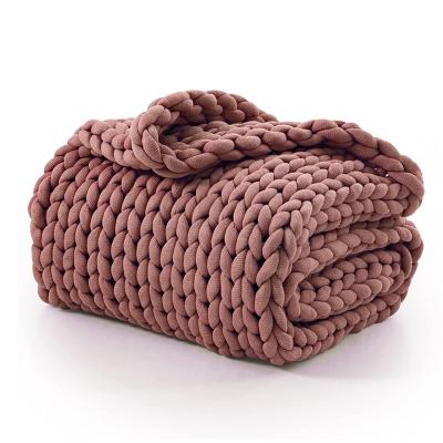 China 2023 Hot Sales Weighted Cotton Chunky Weighted Knitted Throw Blanket Handmade With Low Price Custom Made for sale
