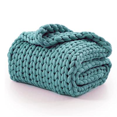 China Chunky Knit Blanket Weighted Glass No Beads Custom Heavy Sensory Throw Weighted Blanket Autism Cotton Adults Weighted Blanket for sale