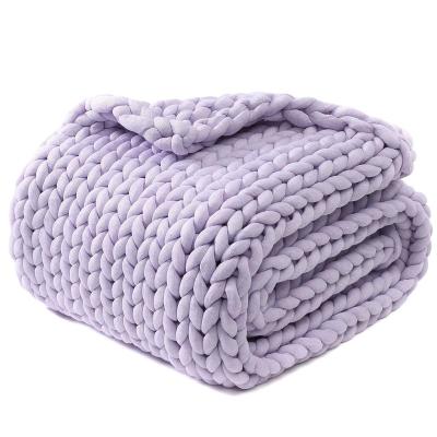 China Chunky Knit Weighted Blanket Hot Cotton Amazon Sale Heavy Handmade Knitted Blanket With Low Price Custom Made for sale