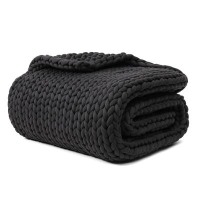 China Hot Sale Weighted Chunky Knitted Yarn Throw Handmade Super Soft Chunky Knitted Weighted Braided Blanket for Winter for sale