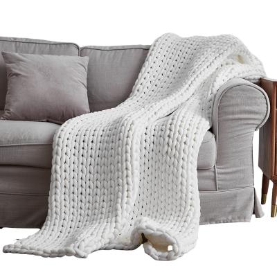 China Weighted Most Popular Chunky Knit Soft Heavy Yarn Chunky Knitted Throw Bed Sofa Blanket Weighted Blanket for sale