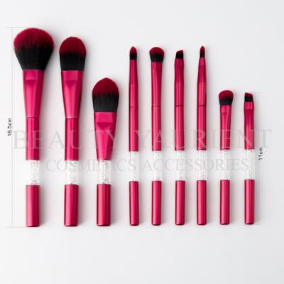 China Luxurious 9 Piece Makeup Brush Set Diamond Decoration Full Face Brush Set for sale