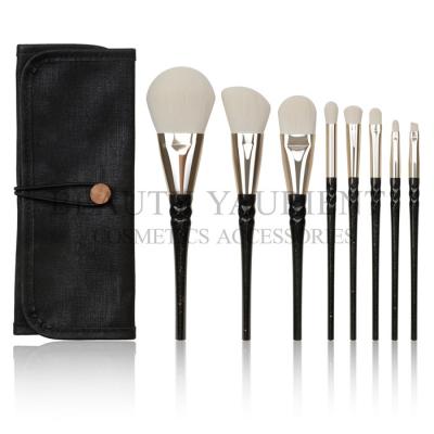 China Cheek Full Face Makeup Brush Set 8pcs Fish Scale Shaped Aluminum Ferrule for sale