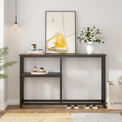 China Adjustable (other) refrigerator side table cream console table Vintage Console Tafel Entryway Tafel Met Plank Opslag, for sale