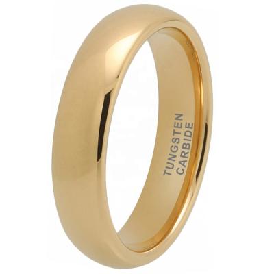 China Wholesale CLASSIC 5mm Dropshipping Dome Polished Fashion Jewelry Women Men Gold Plated Wedding Band Tungsten Carbide Engagement Ring for sale