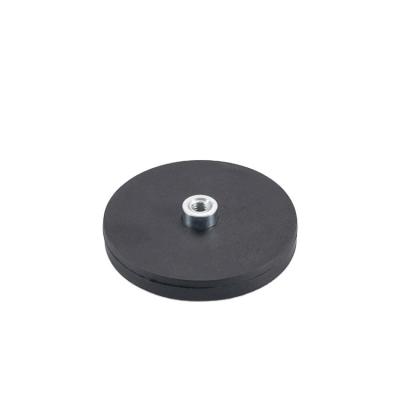China Industrial Magnet Factory Wholesale Neodymium Magnets Holding Magnetic Rubber Coated Fixture Magnet N35-n52 D43*H6.5*L10.5-M4*d8 for sale
