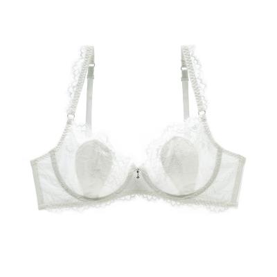 China Breathable Best Selling Transparent Sexy Lace Bra For Women's Embroidery Flowers With Little Padded Comfortable Sexy Bra for sale