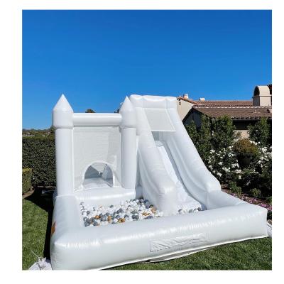China Flame Retardant PVC Bouncer With Pool White Moon Wedding Bounce House Bouncy Castle With Slide for sale