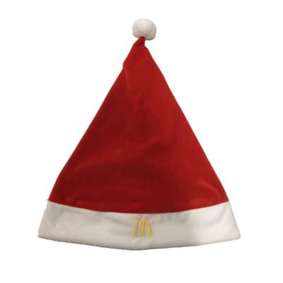 China 0.4M 15.75in Rood Fluweel Santa And White Christmas Hat met McDonald-Embleem Te koop