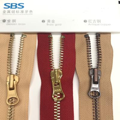 China Automatic Open Lock SBS Metal Zipper 5# Zipper For Garment for sale