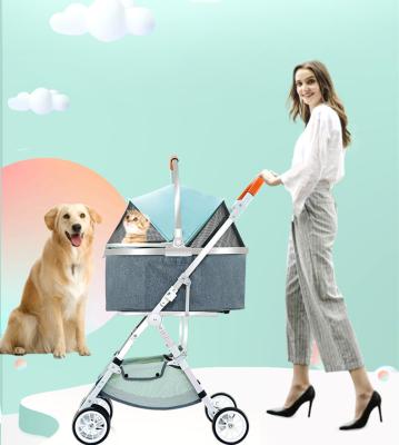 China Factory Wholesale Comfortable Pet Walker Safety Pet Travel Dog Trolley Portable Folding Stroller Made in China Dog Trolley for sale