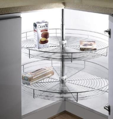 China 180 270 Viable 360 Circle Kitchen Corner Cabinet Metal Locker Metal Lazy Susan Basket Rotating Magic Corner for sale