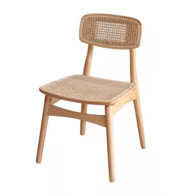 China Nordic modern design style living room furniture solid wood frame rattan dining chair for restaurant hotel for sale