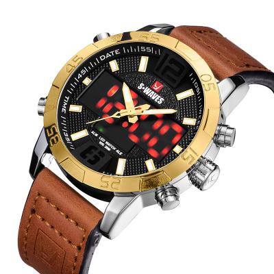 China Brand Automatic Luxury Leather Watch Date High Quality Men's Wristwatch Leisure Belt Quartz Digital Watches for sale