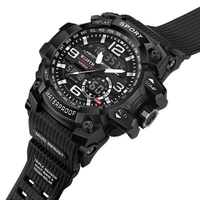 China Luxury Led Digital Alarm Watch Men Japan Military Analog Display Rubber Sport Waterproof Watches For Men for sale