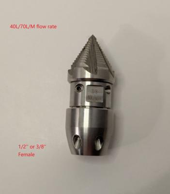 China 3/8''Female Sewer Jetter Nozzle for 40 L/Min Pressure Washer - Stainless Steel, Quickly Rotating for Municipal Drain Pipe Cleaning for sale