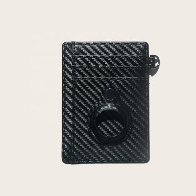 China Custom Fashion RFID Bifold Carbon Fiber RFID Blocking Slim Minimalist Men's Airtag Wallet Money Clip Leather Wallet Wallet for sale