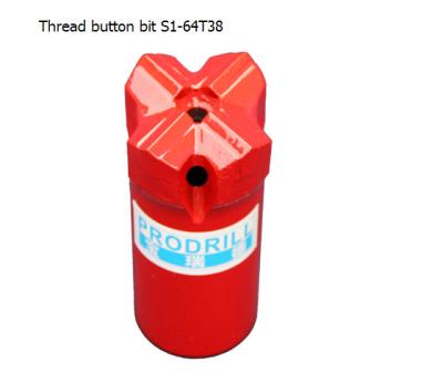 China S1-64 T38 Thread Button Bits with good quality for sale