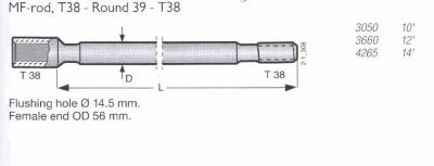 Китай Length 1.5 meter T38-Round 39-T38 heavy duty MF-rod for long hole drilling продается