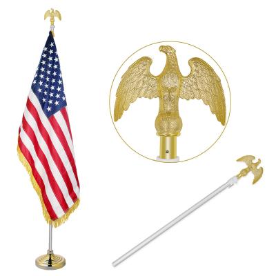 China Full Aluminum Hardware With Gold Eagle Top USA In Stock 8ft Tangle Free Flag Pole With Gold Eagle Top For Indoor And Outdoor for sale