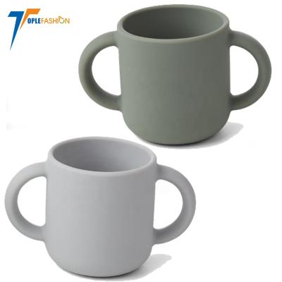 China BPA Free BPA Free Easy-Handle Handles Training Cups Silicone Cup Toddler Open Leaning Cup With Two Handles For Baby for sale
