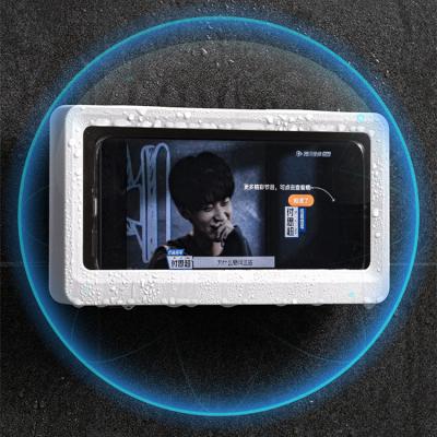 China ABS+PET Anti Slip Bathroom Anti Fog Mobile Phone Holder Waterproof Sticky Wall Mount Phone Holder for sale