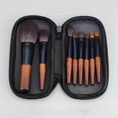 China Smudge Brush Smudge Brush 8PCS Travel Mini Makeup Brush Set With Free Bag Natural Goat Hair Portable Makeup Brushes Set Beauty Brush for sale