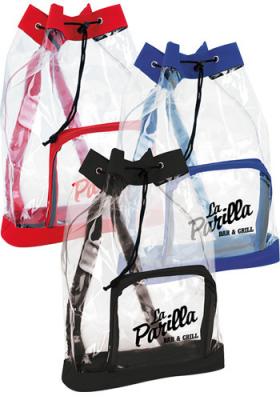 China Multi-Purpose Transparent Vinyl Drawstring Backpack Portable Travel Drawstring Pouch Storage Bag for sale