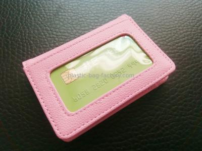 Китай Women Card Holder Leather Credit Card Holder Mini Leather Wallet With Clear Window продается