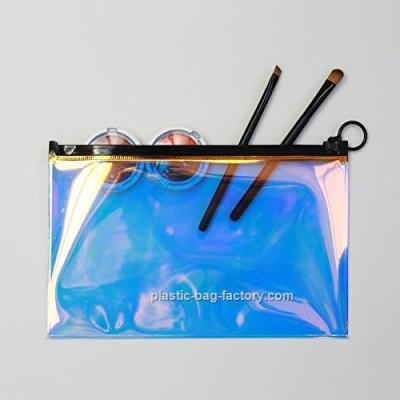 Китай Holographic Clear Plastic Makeup Bag with Zipper Clear Hologram PVC Zipper Bags продается