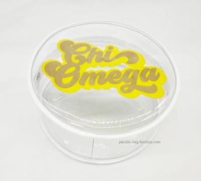 Китай Pink/Clear Cylinder Shaped Transparent Cosmetic Bag Clear Travel Makeup Bag продается