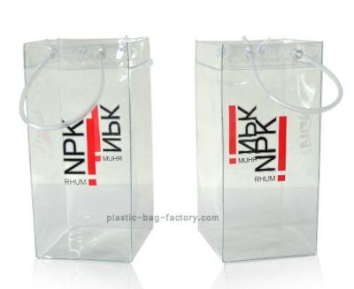 Китай Подгонянный мешок льда мешка охладителя вина PVC 0.5mm trasparent с ручкой пробки продается