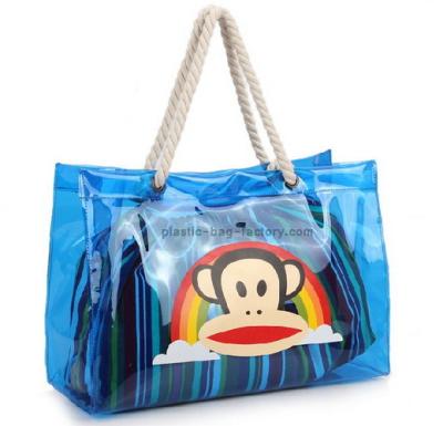 Китай Голубые водоустойчивые ясные мешки tote PVC, рециркулированные мешки tote с ручкой веревочки хлопка продается