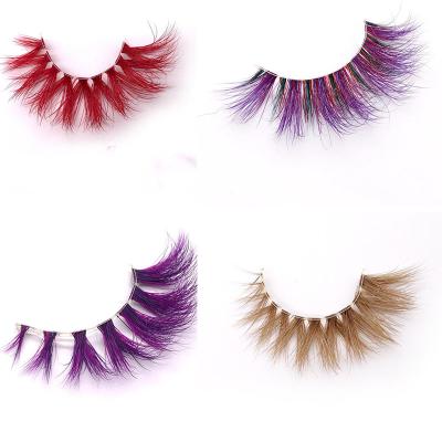 China 25-30 Times Red Color Fake 3D 5D 10DEyelashes Mink Fake Colored Soft Party Eyelashes Makeup Halloween for sale