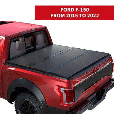 China NanGuan Aluminum Truck Bed Tonneau Cover For Ford F-150 From 2015 To 2022 With 67 Inch 5.5' Hard Pickup Truck Triple Bed Cover for sale