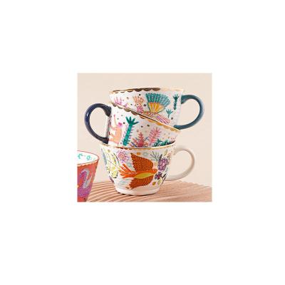 China Creative Sustainable Home Gypsy Ceramic Breakfast Cup Western Restaurant Large Capacity Mug for sale