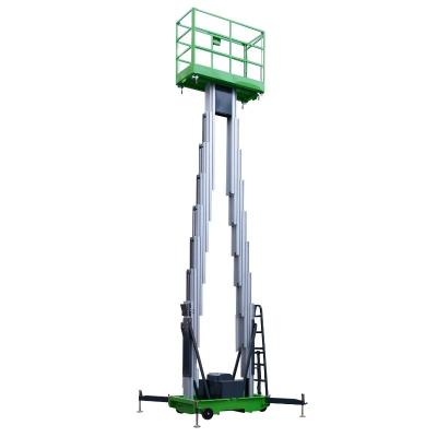 China Manual Pushing Mobile Aerial Work Platform Double Mast 12m 200Kg Loading Capacity for sale