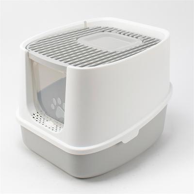 China China Manufacturer Viable Pp Material Cat Litter Toilet Pet Clean Enclosed Cat Litter Box With Lid Top Entry Anti-splash for sale