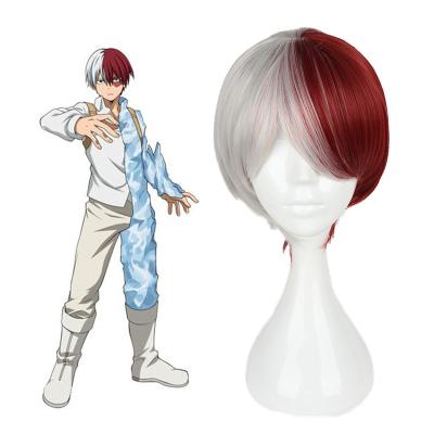 China Japan Harajuku Wig My Hero Academia Todoroki Shoto Cosplay Costume Mix Hair Black And White Wigs For Parties for sale